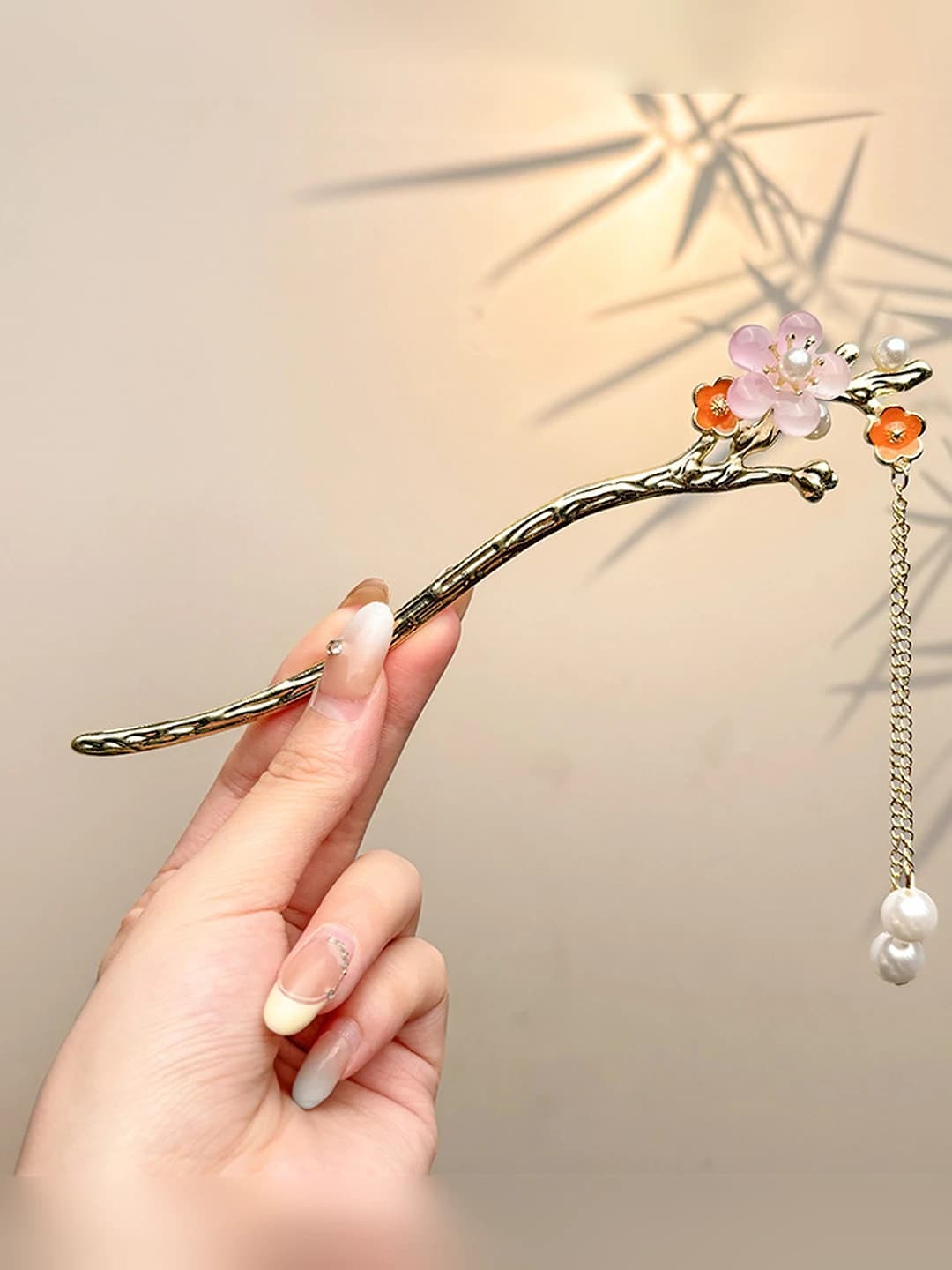 20# Абрикосовый одиночный цветок жемчужная кисть шпилька (в пакете) 17 см