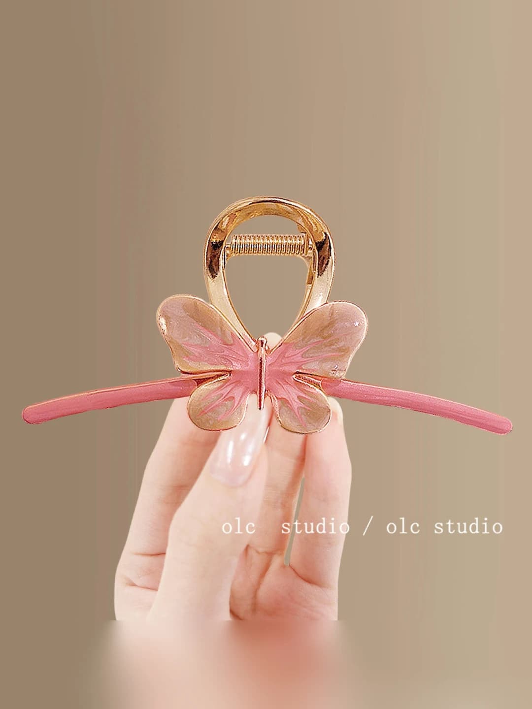 1# Pink alloy hair clip (10.5 cm)