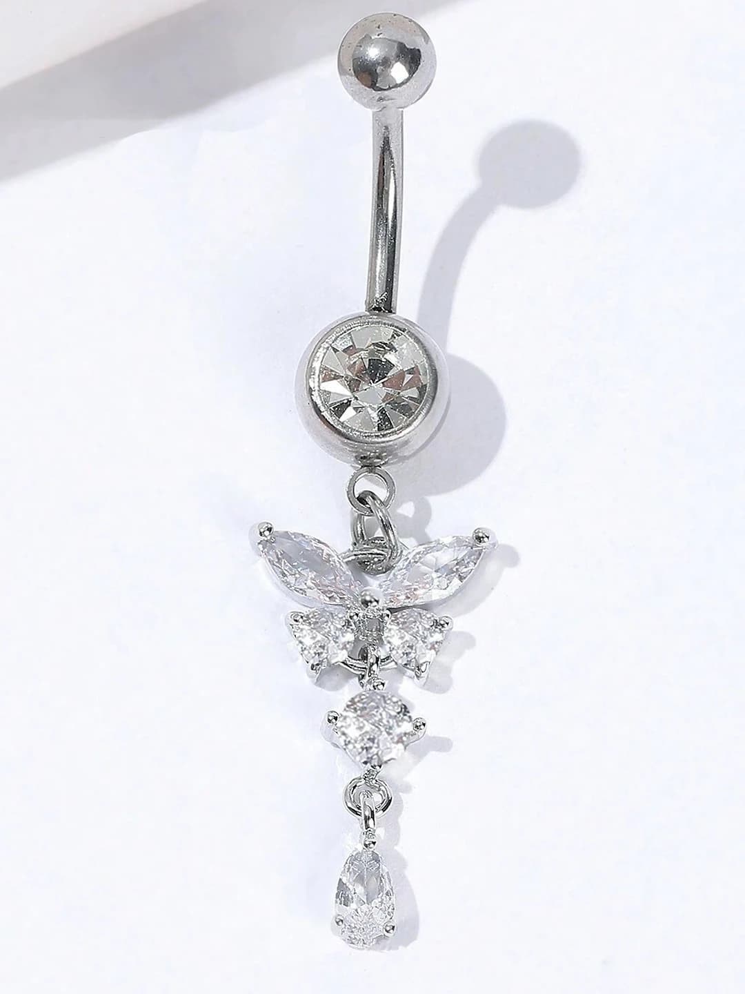 Silver, belly button #1107