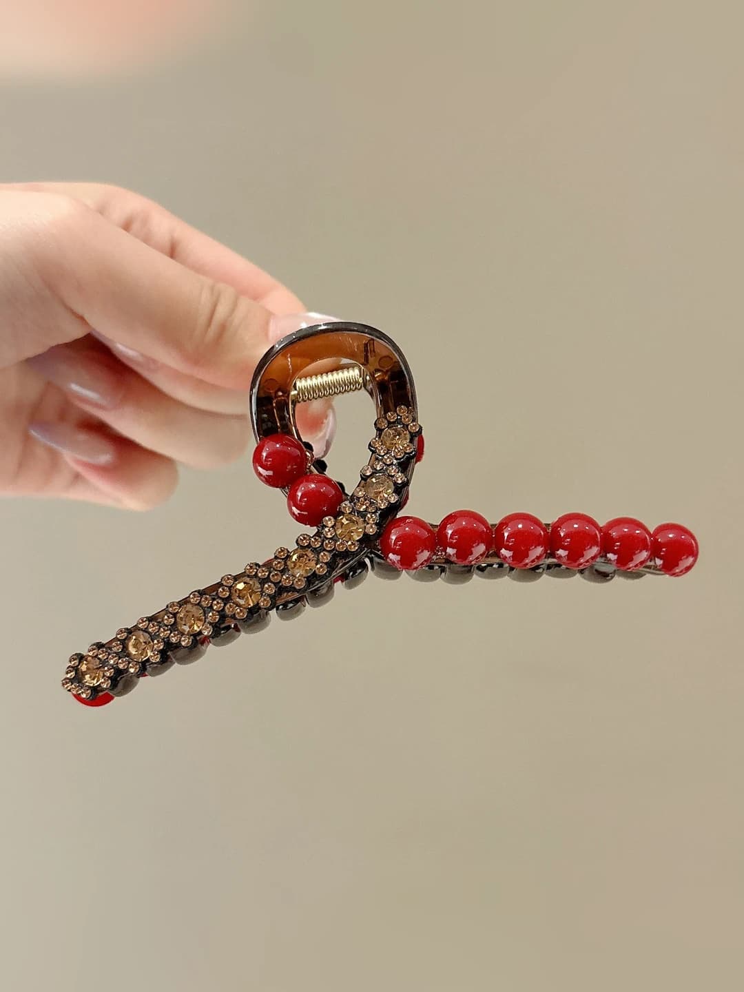 1# Red beads claw clip [11cm]
