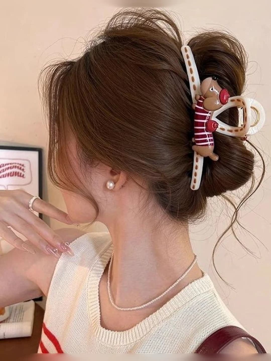 1# Red small dog hair clip 13 cm