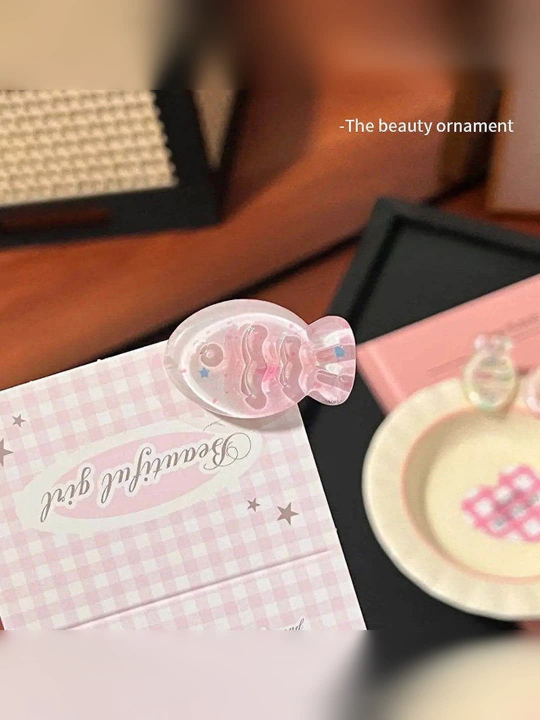 Jelly star pink clear fish clip, 3.2 cm