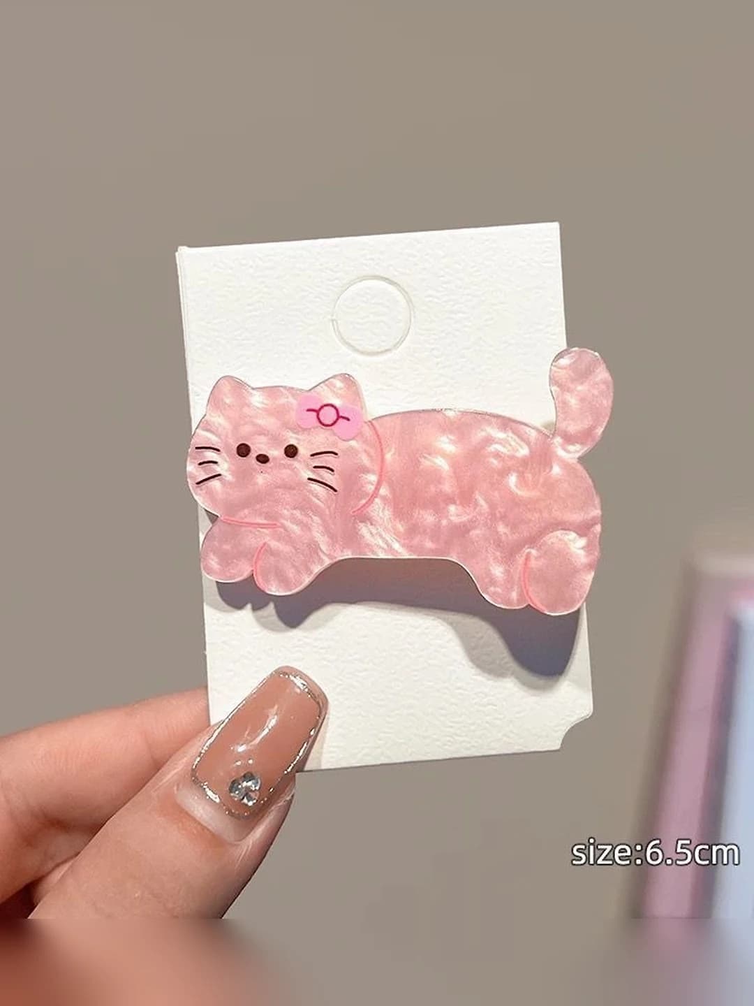 2# Pink cat hair clip 5.5cm