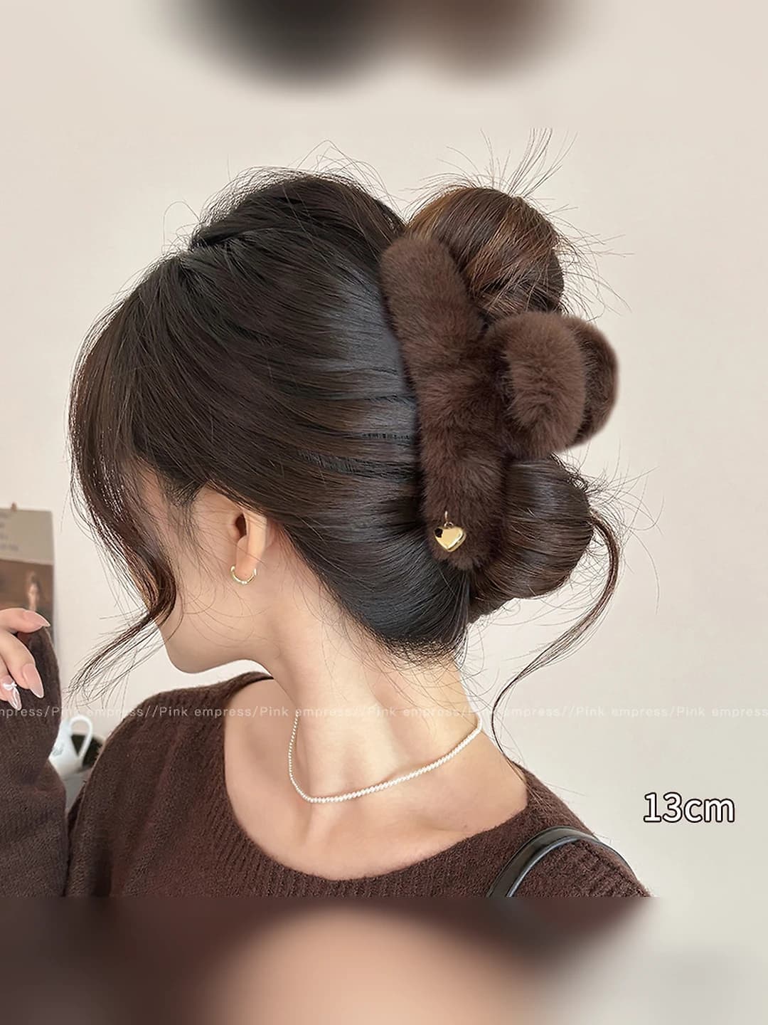2# Brown soft hair clip 13 cm