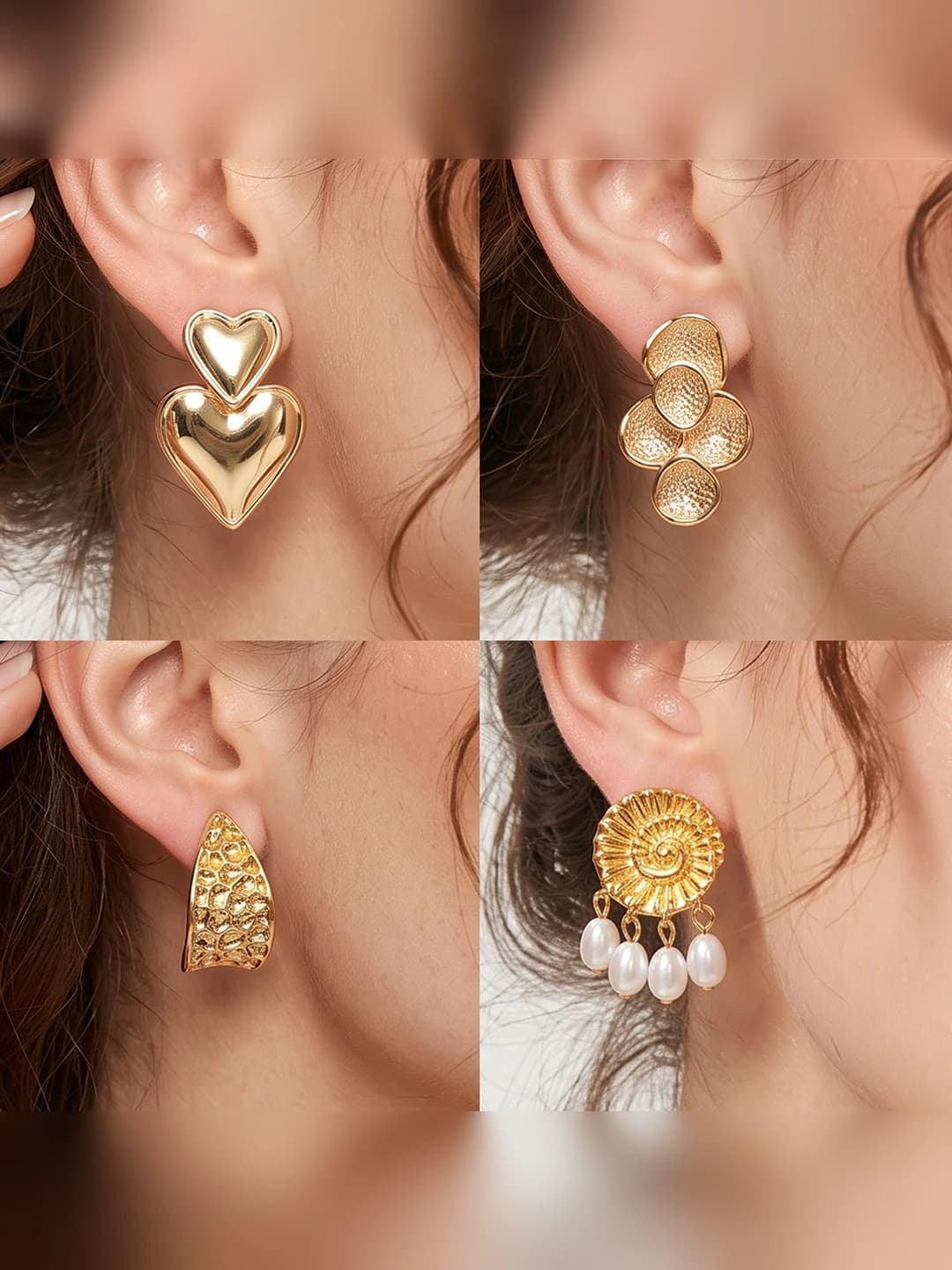 Women's retro style metal earrings with geometric design element