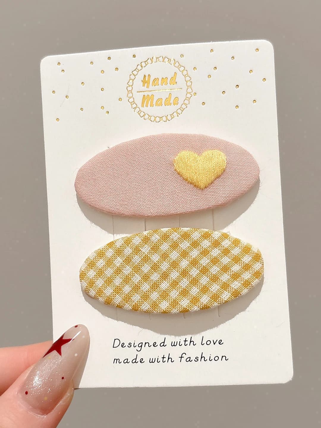 1# Yellow heart pair clip, ~5.2 cm