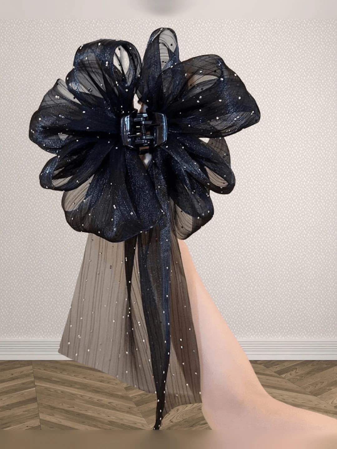 Ribbon bow clip A117 Black
