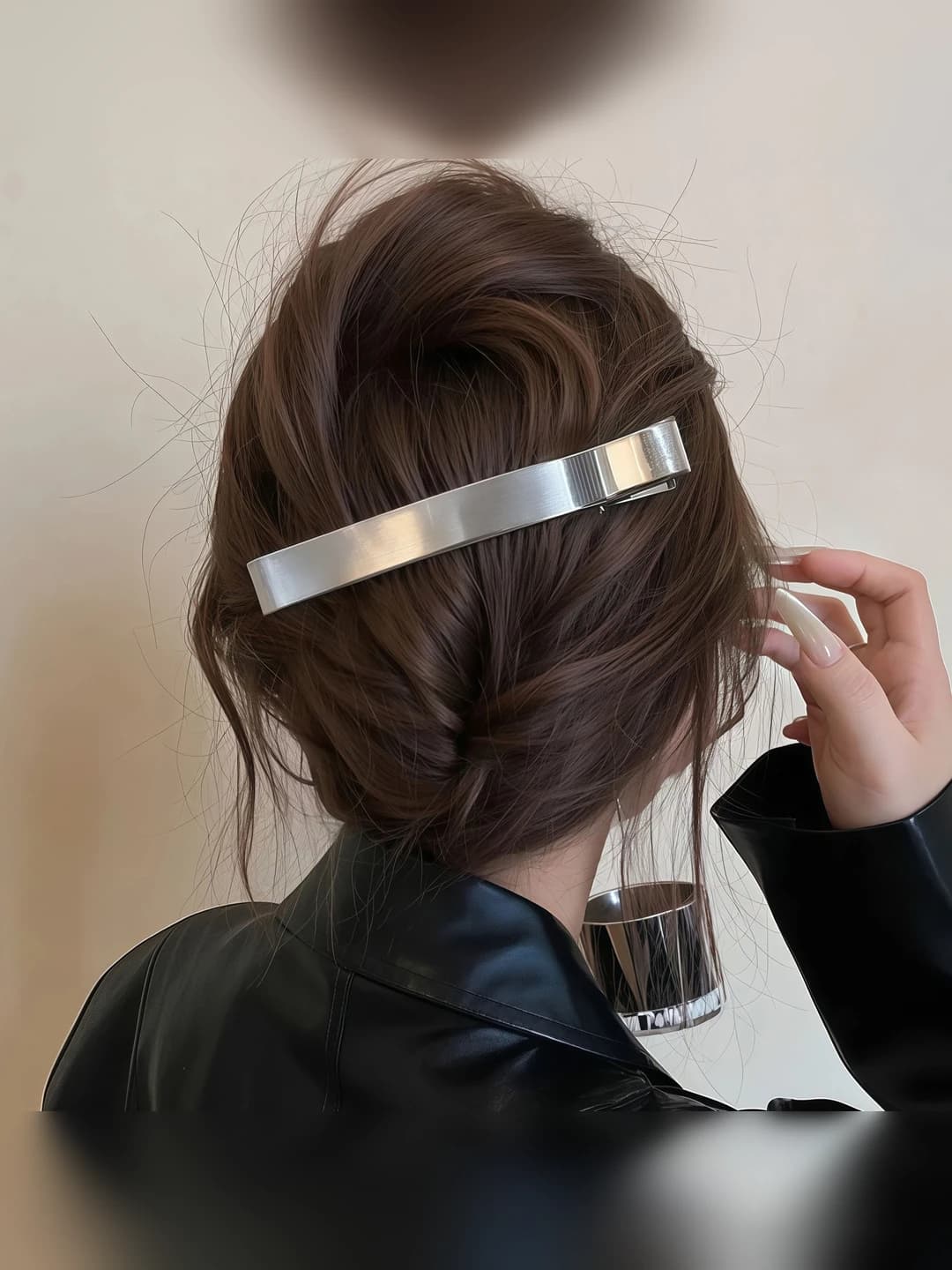 Women's Korean silver hair clips, 2026 new model, high quality, side wear, for large hair volume, handmade, mixed material, polka dot and ring design element, country style