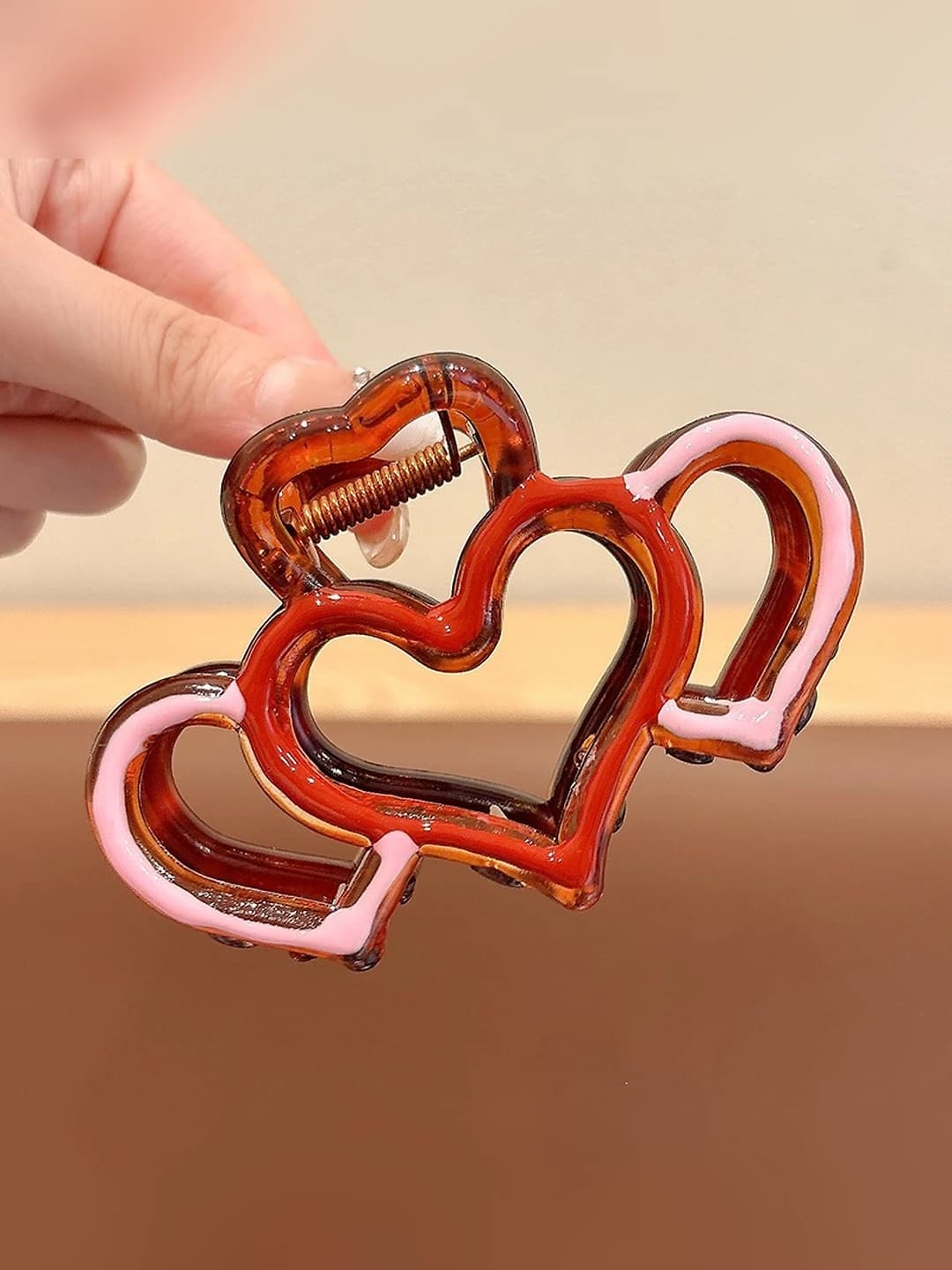 Red-pink heart clip 9 cm
