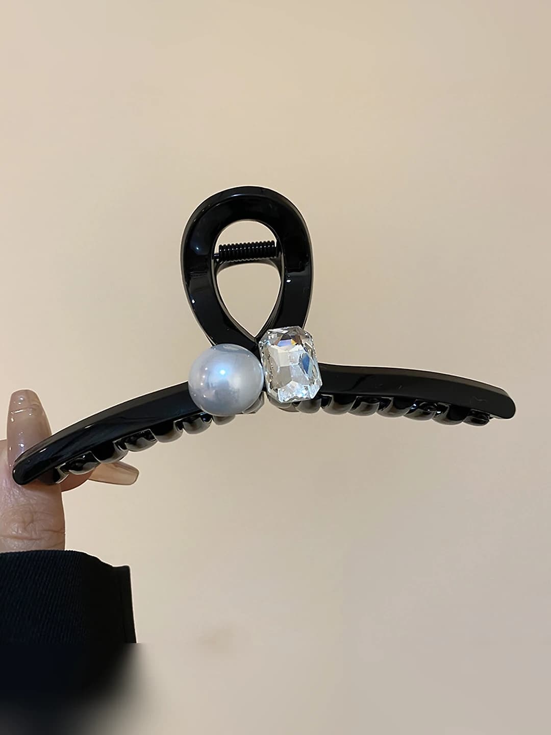 15# Claw clip - Black - White pearl