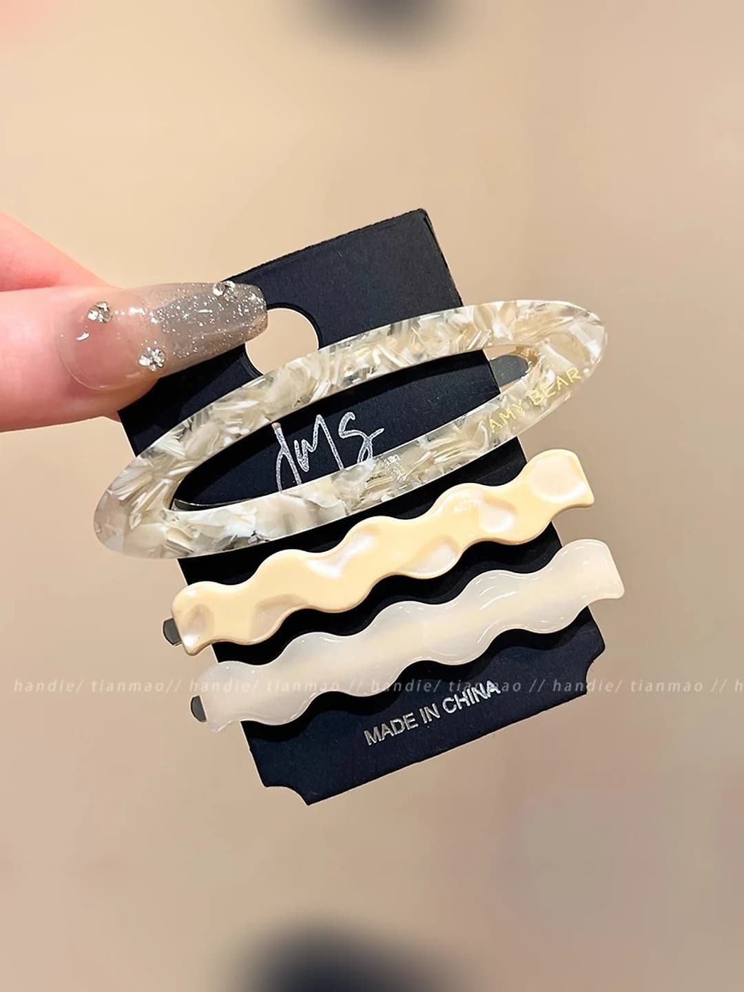 Beige-apricot 3-piece set 7.5 cm + 6 cm