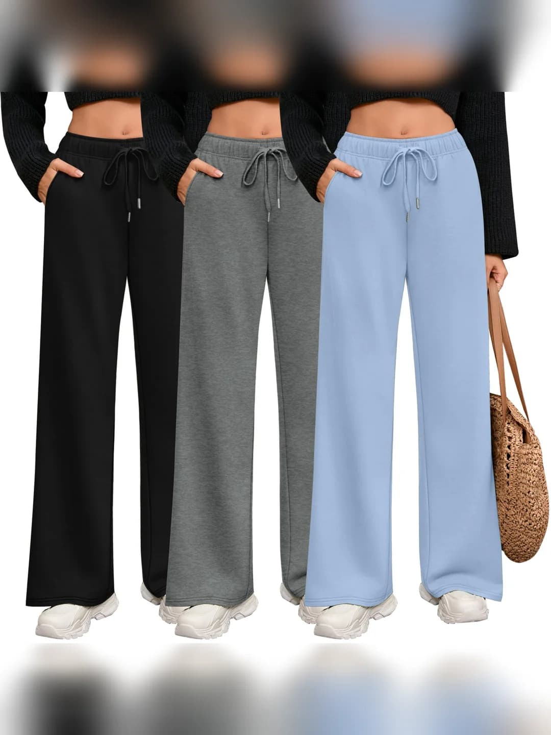 Black, dark gray, sky blue