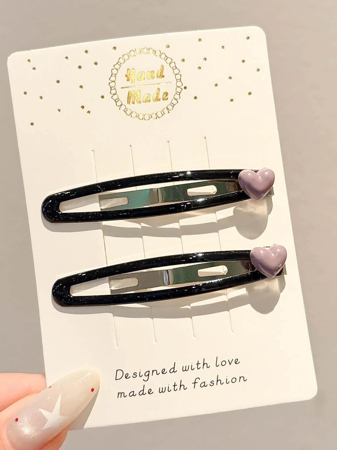 2# Purple heart, pair, ~6 cm