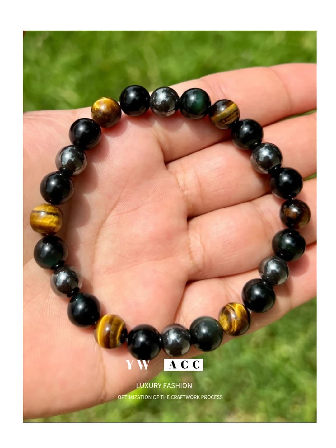 Yellow tiger eye silver obsidian