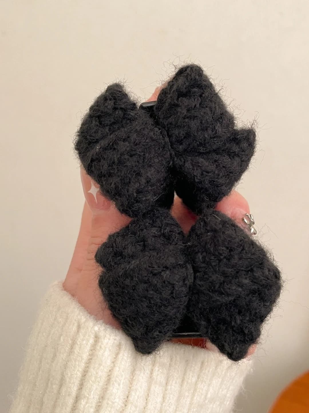 5# Knit hair clip black pair