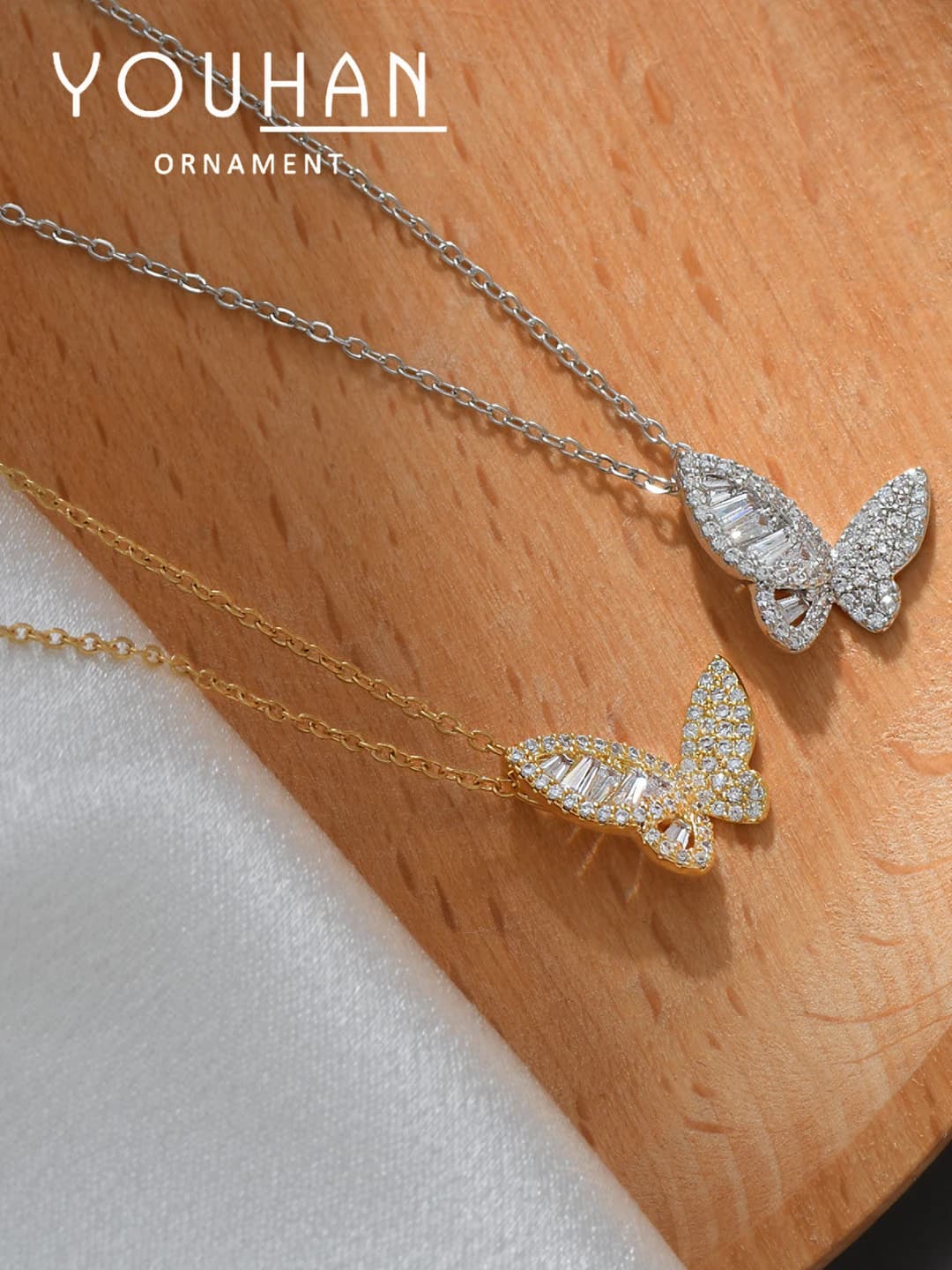 Women's necklace with real gold plating, micro-set zircon stones, fully diamond-covered, ins style, high quality, multi-faceted, geometric shape, wave chain, 41-50 cm length, for women, design element: geometric shape, style: ins style, product