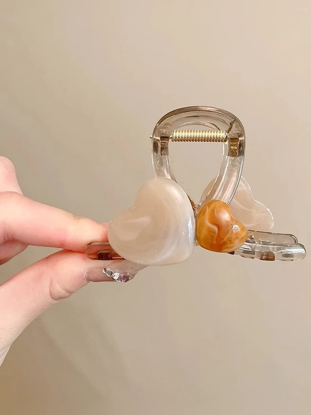 9# (Medium) Coffee clear heart clip 8cm