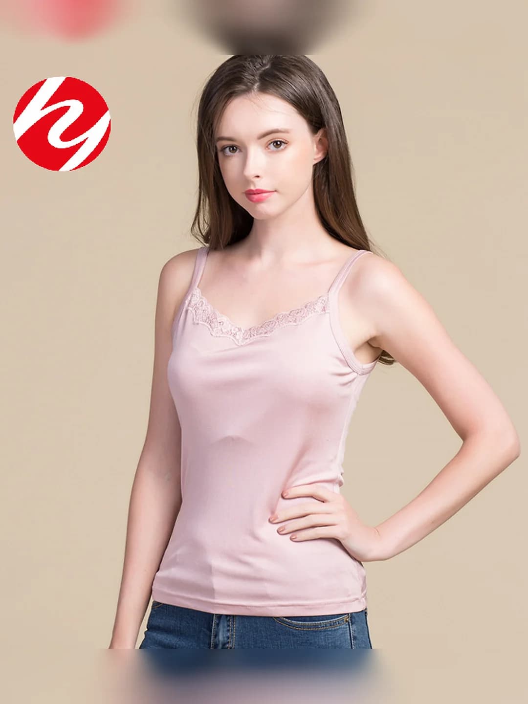 Women's silk lace tank top, mulberry silk, slim fit, sleeveless, solid colour, summer