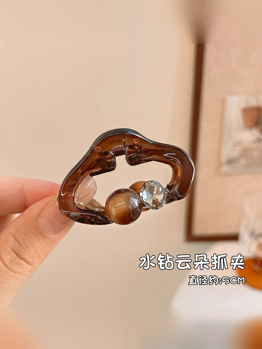 3# crystal cloud mini clip, 4.7 cm
