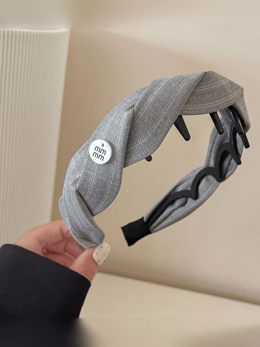 2# Grey toothed headband, 4 cm