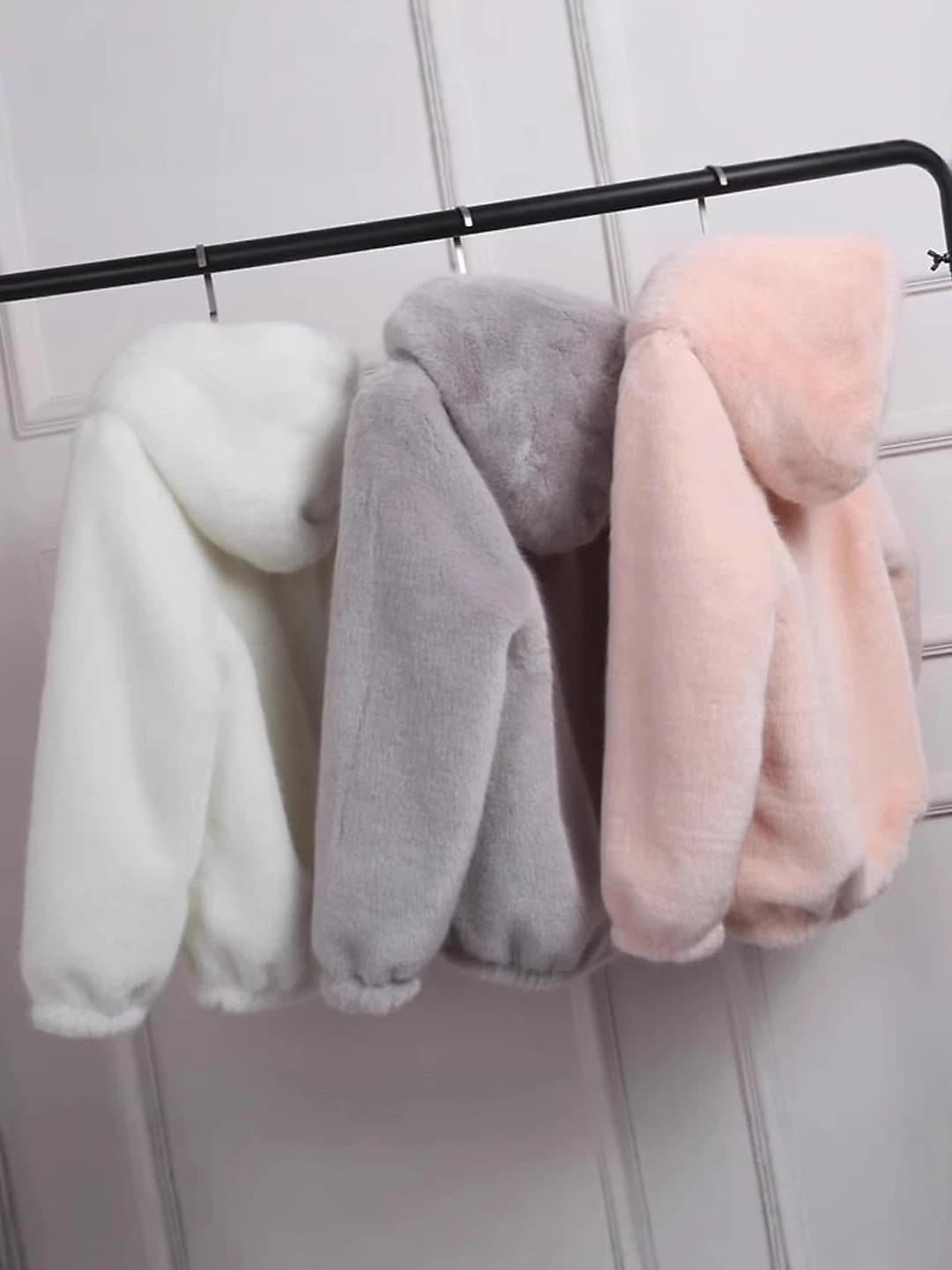 Women's winter fleece-lined thickened loose fit casual zip solid colour long sleeve hooded thick sweatshirt