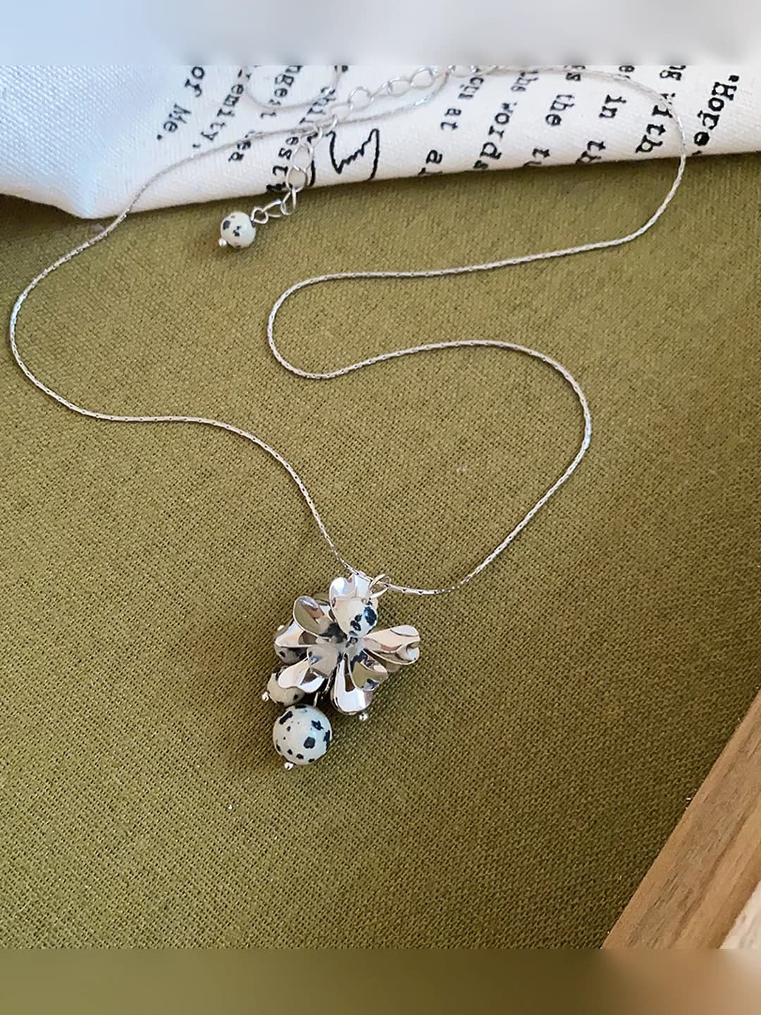 Necklace - Silver - Black & white
