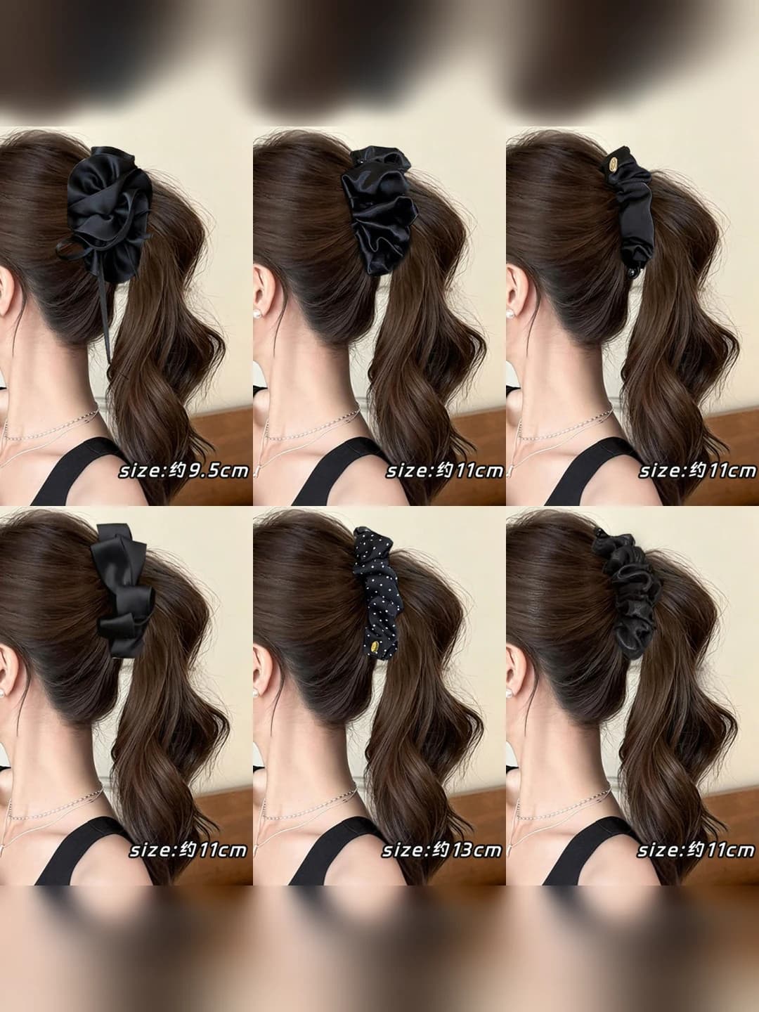 Women's hair clips and combs: banana clip with double ribbon