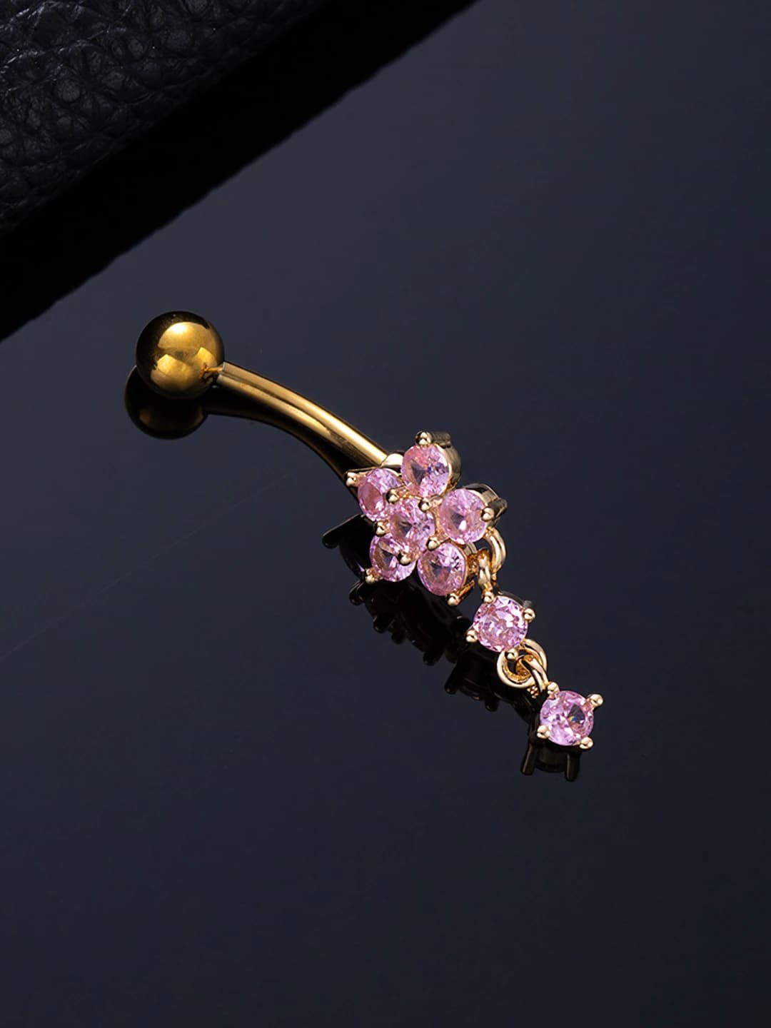 2 pink zircon, gold