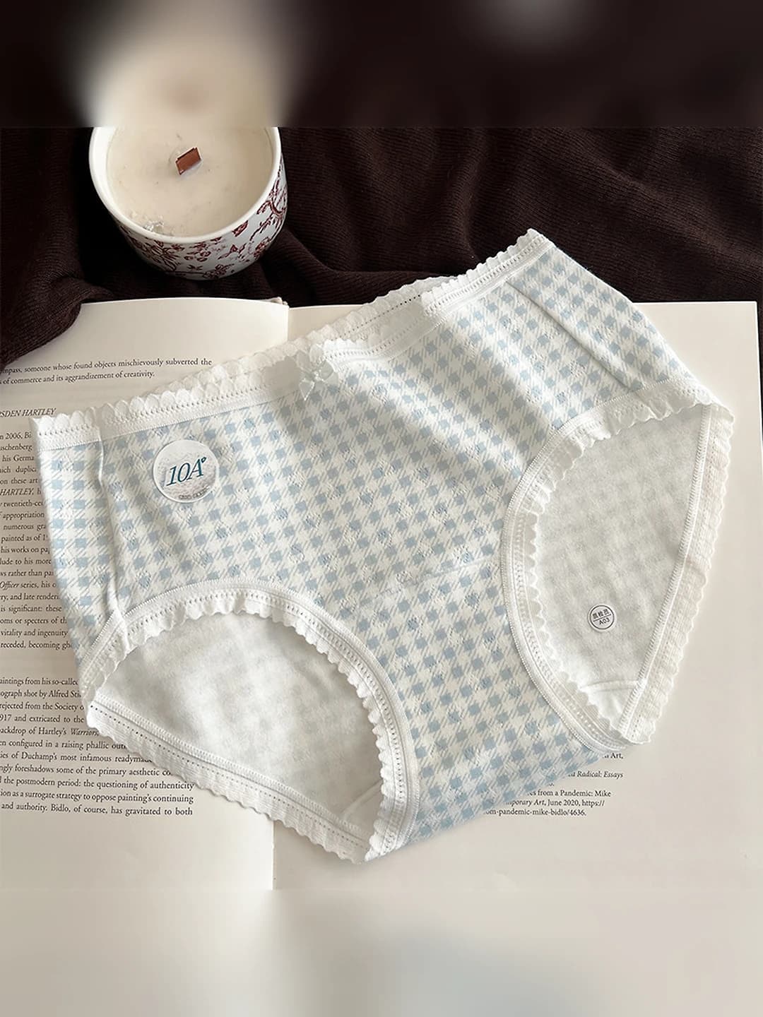 White background blue plaid