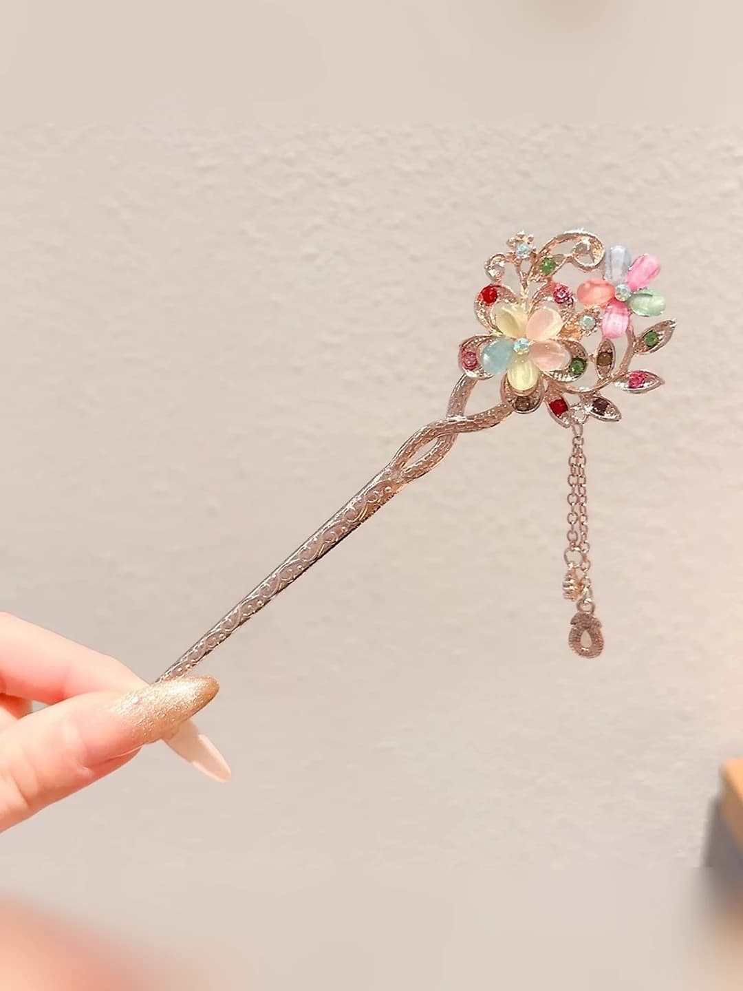 3# Multicolour flowers hairpin FZ005