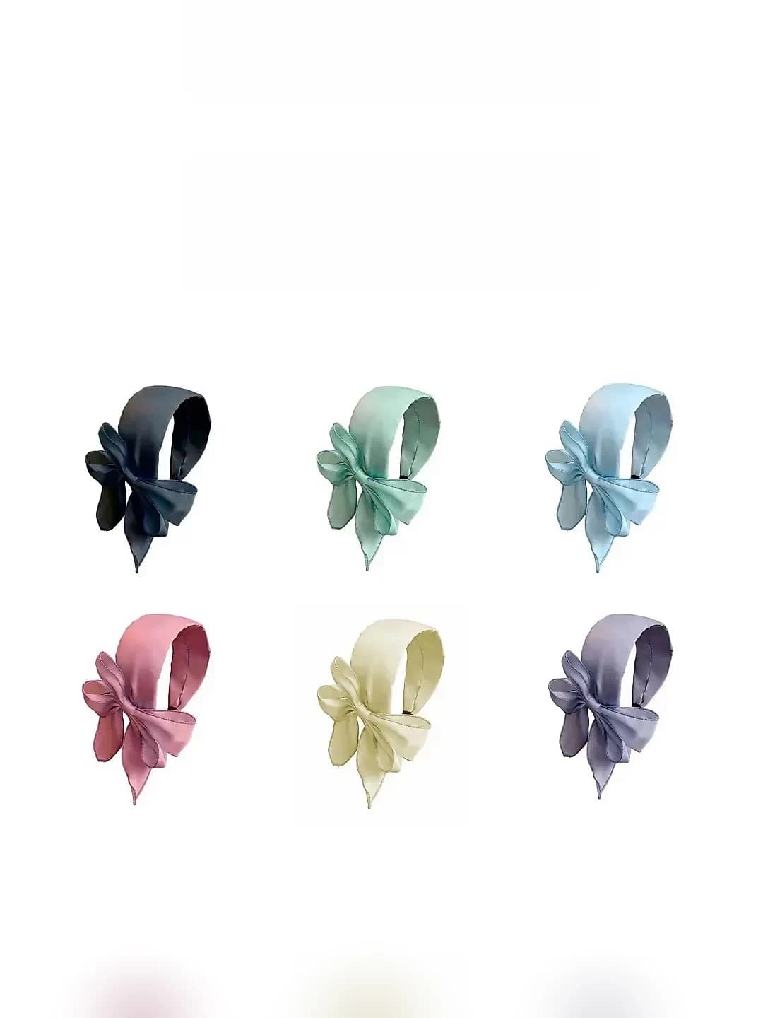Women's Korean style satin headband with large bow, printed, solid colour