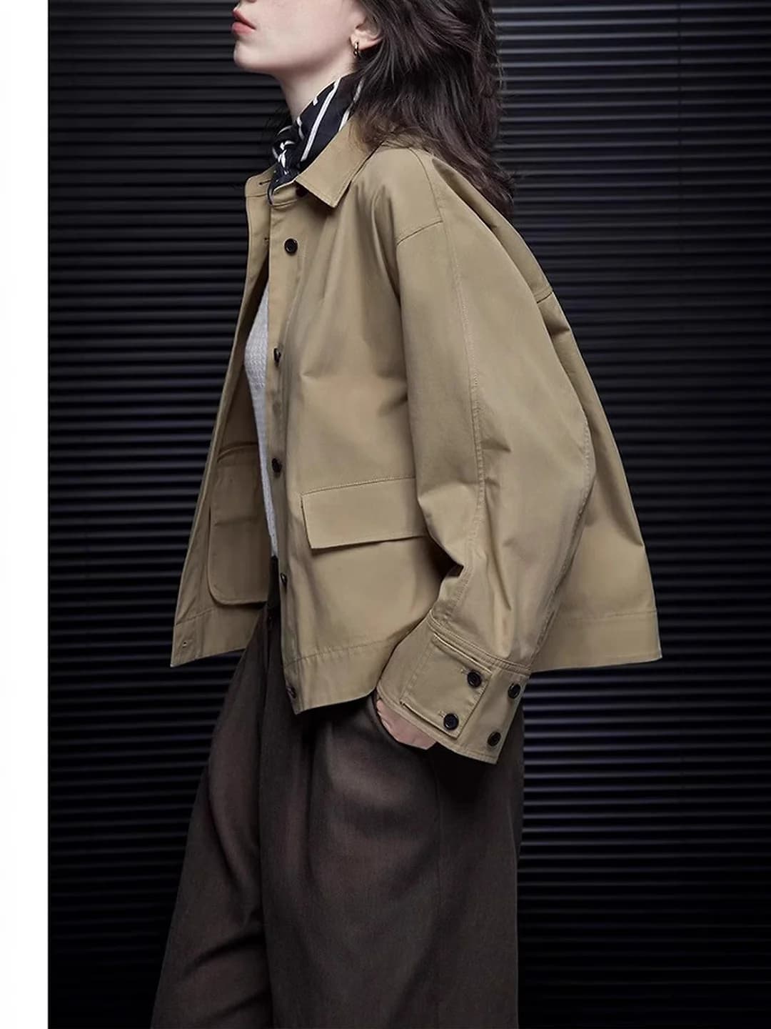 Women's 2026 spring new arrival: solid colour, loose fit, casual, short workwear jacket