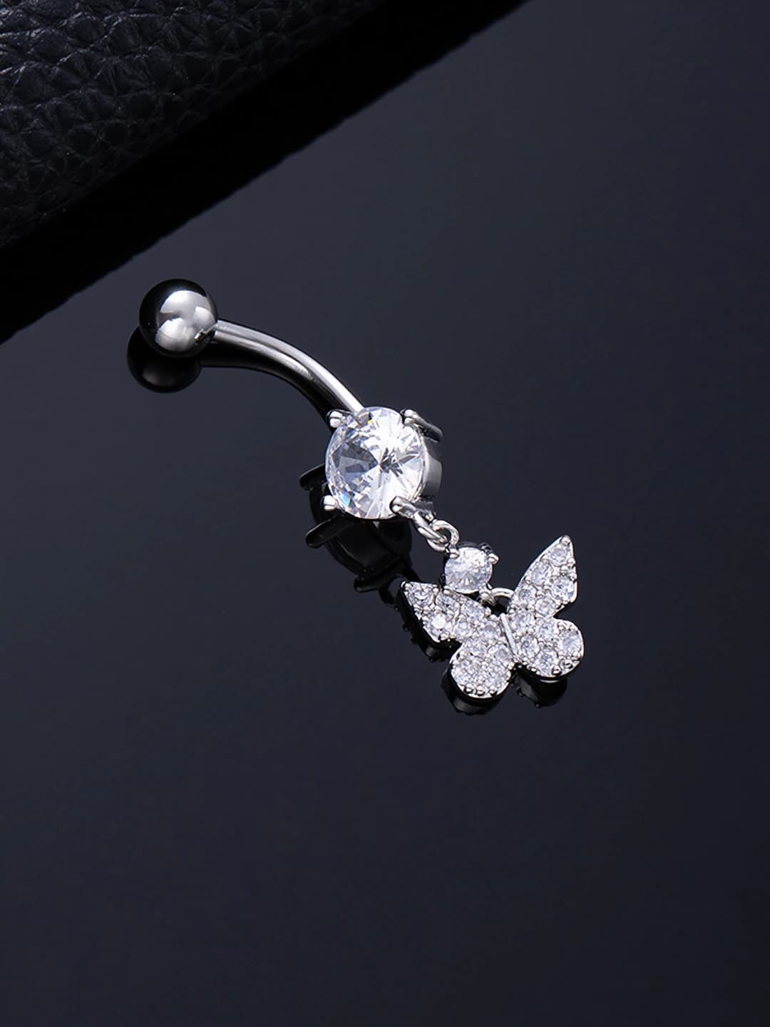 X677-47 One large zircon butterfly silver