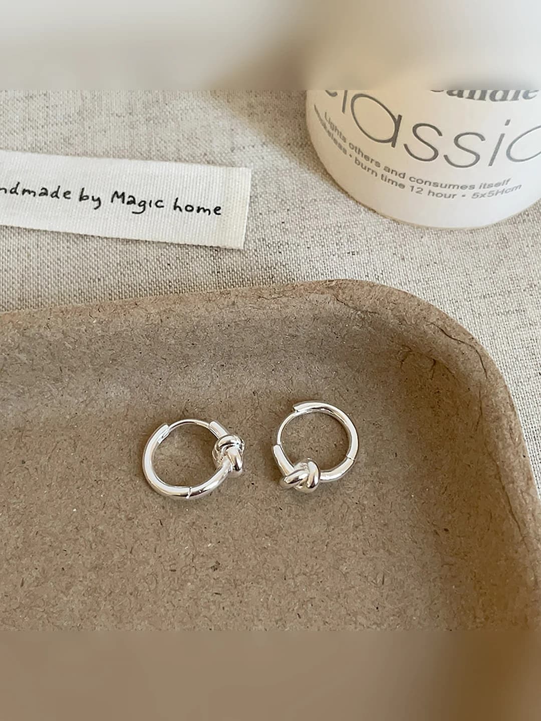 Women's knot stud earrings with simple ring, metal material, ins style, individual design for office and daily wear
