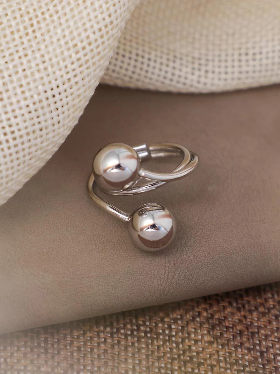 2-bead double-layer ring (silver)