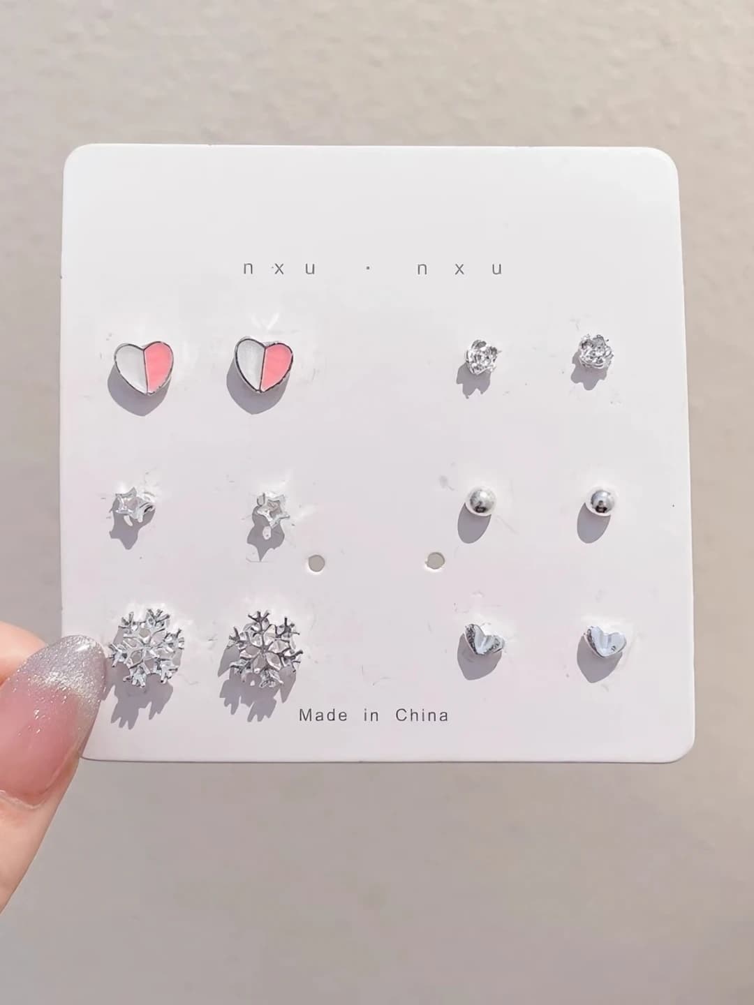 4# Pink & white heart (6-piece set)