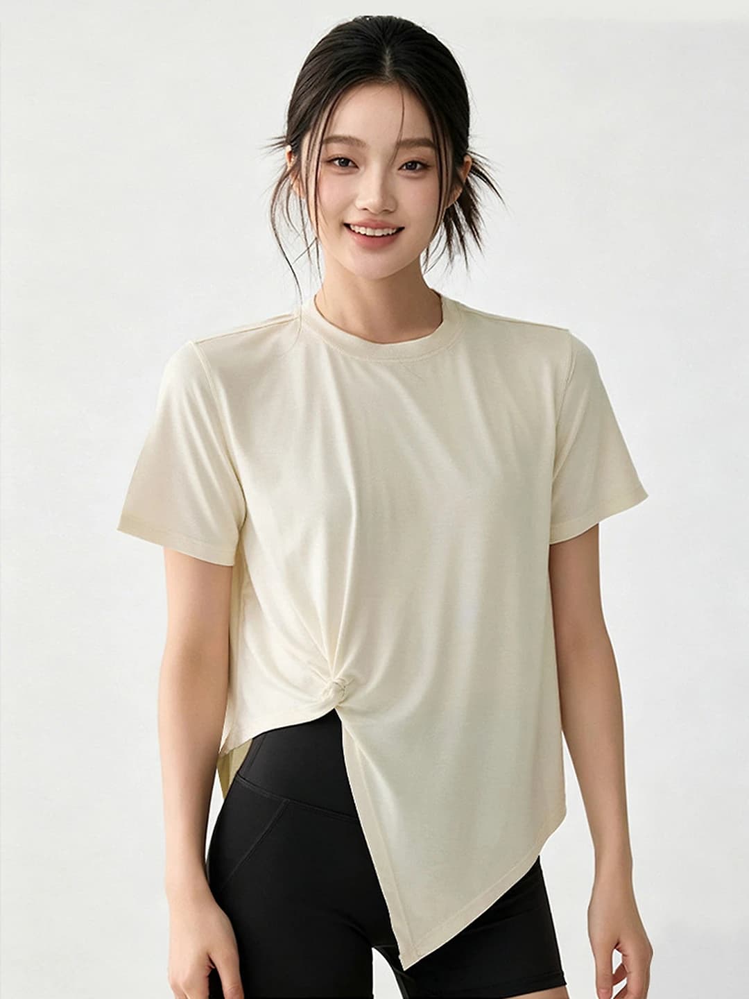 Women's summer sports set: breathable short-sleeve t-shirt and short shorts, solid colour, loose fit
