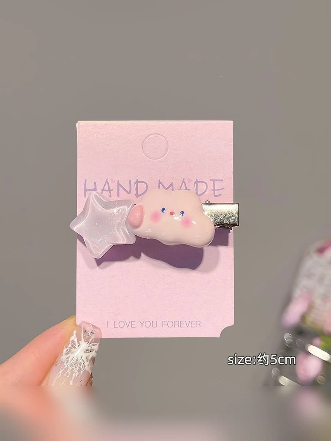 Pink star cloud clip 4 cm