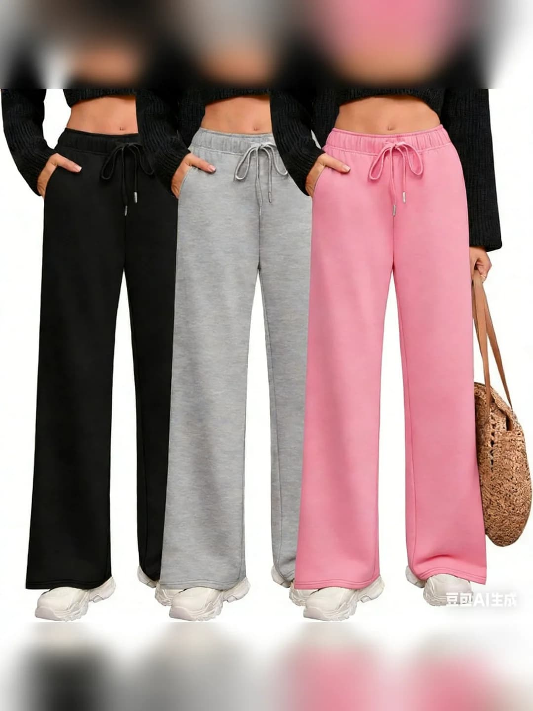 Black, light gray, pink