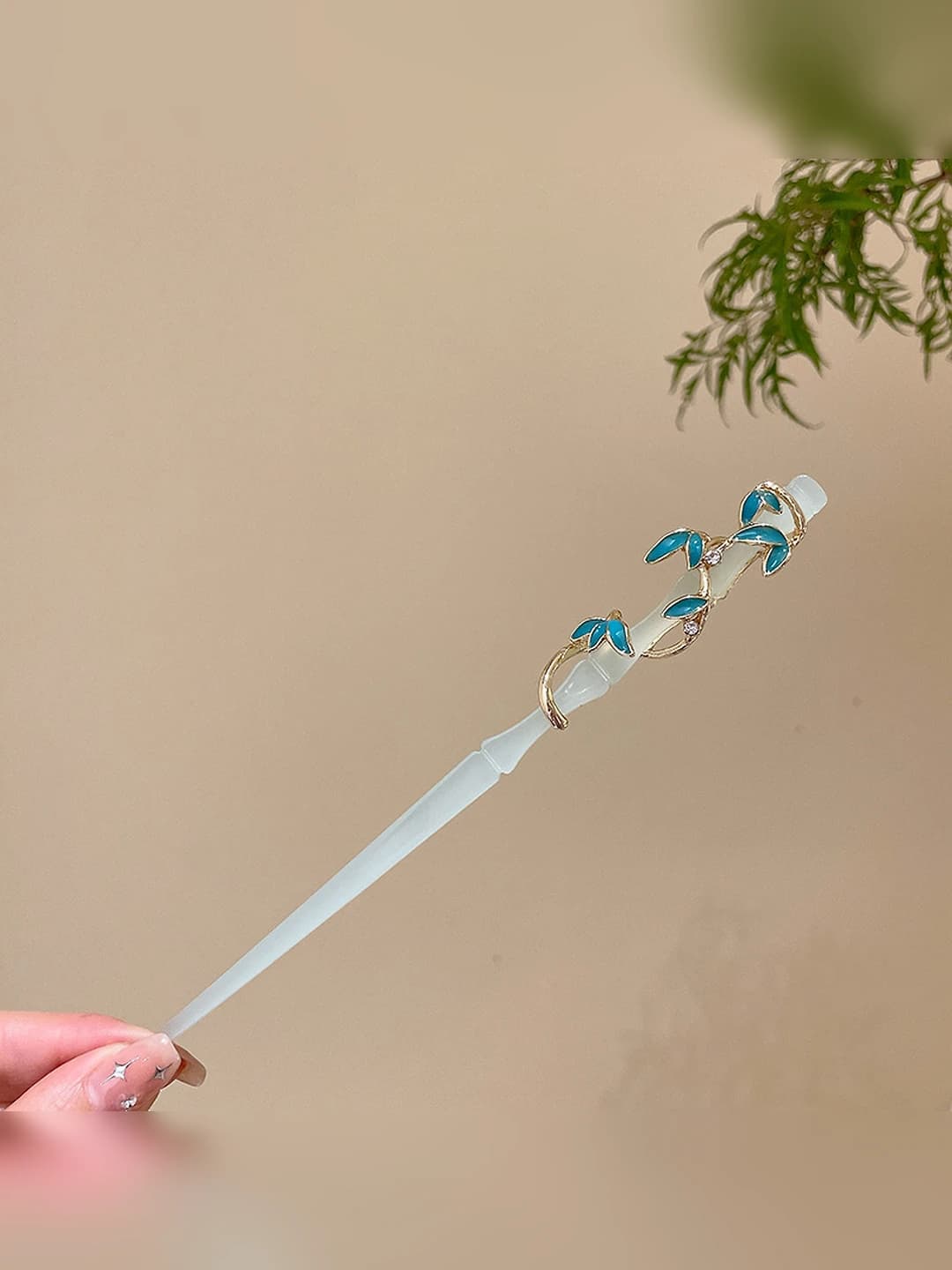 49# Dragon bamboo - Light blue leaf - Hairpin