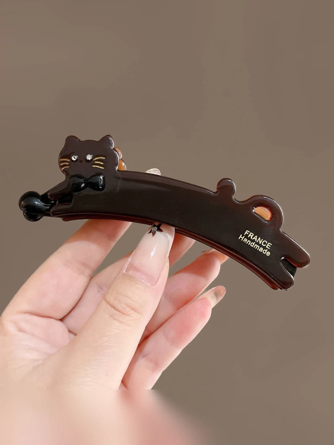 1# Black cat banana clip base clip approx 11 cm acetate