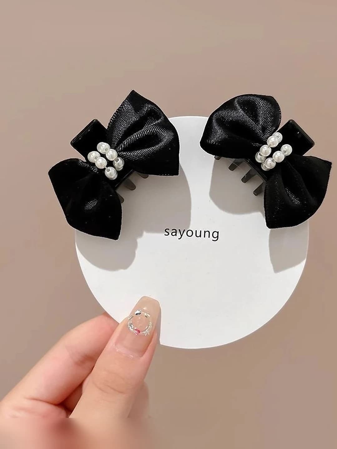 4# beaded bow clip 1 pair 4.5cm