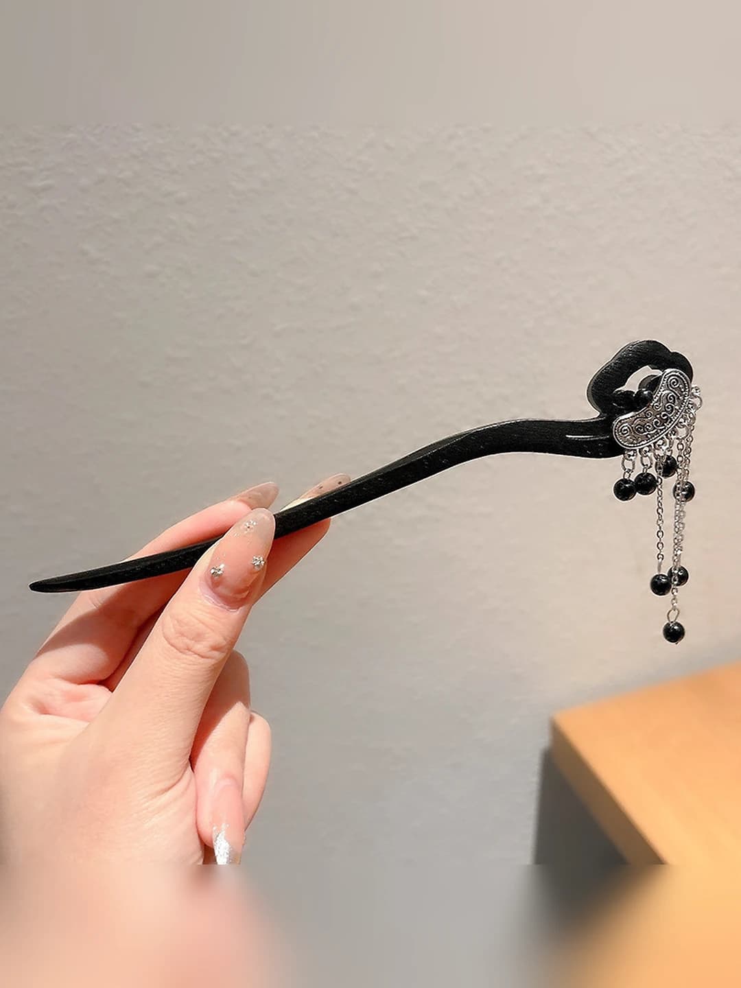 73# Cloud black pearl hairpin