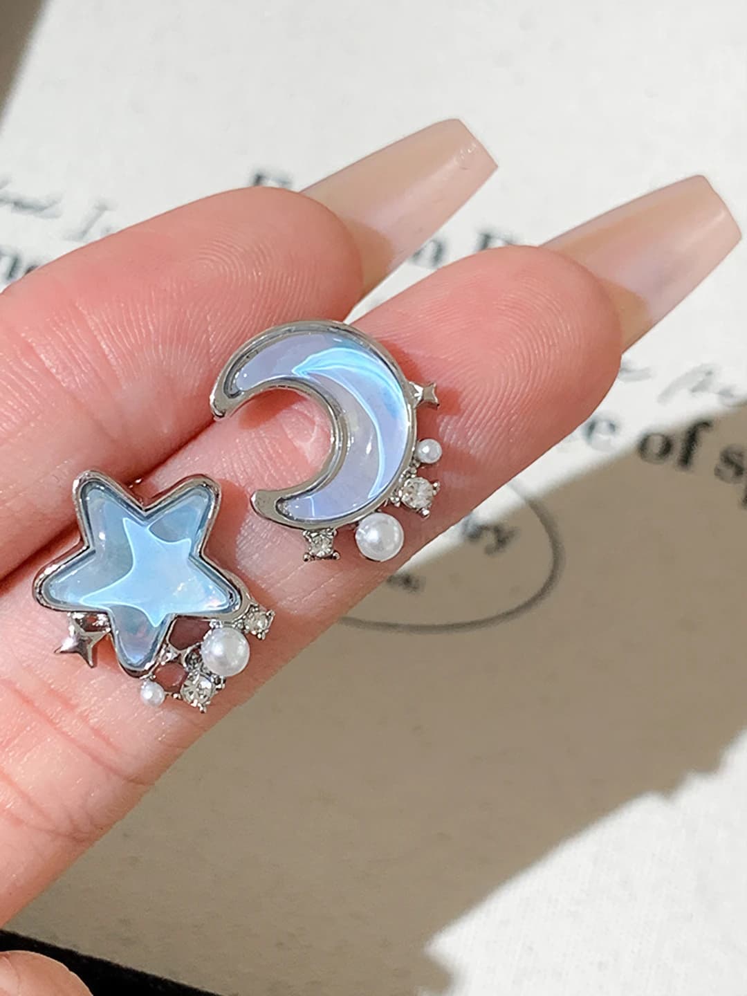 3# Blue star moon stud