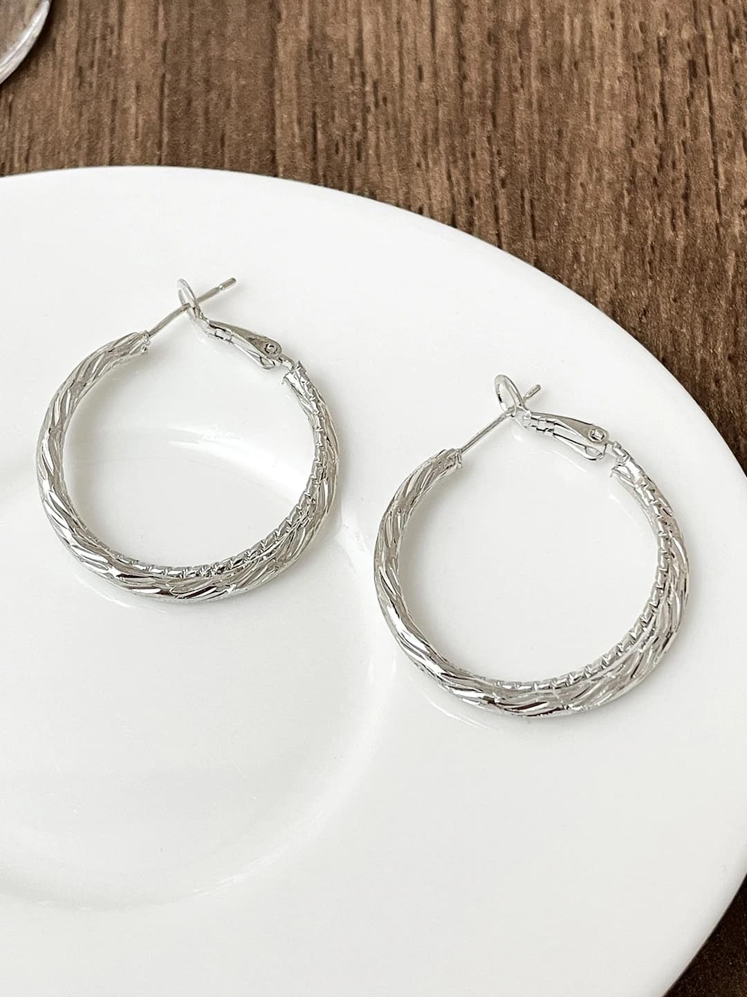 Silver double hoop stud