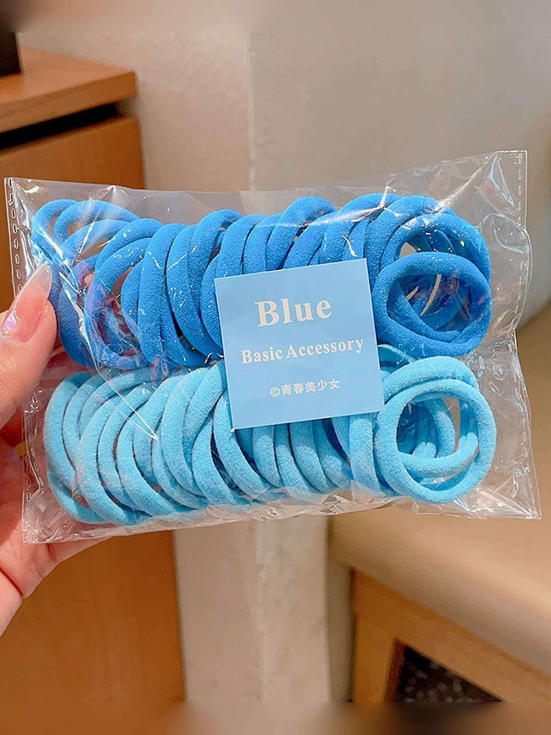Seamless hair tie, 50 pcs/pack (blue)