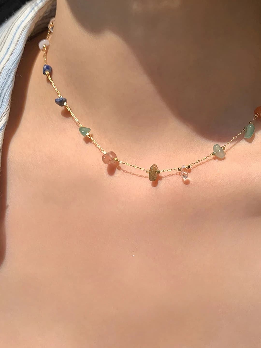 Women's summer necklace in Korean style with geometric crystal pendant