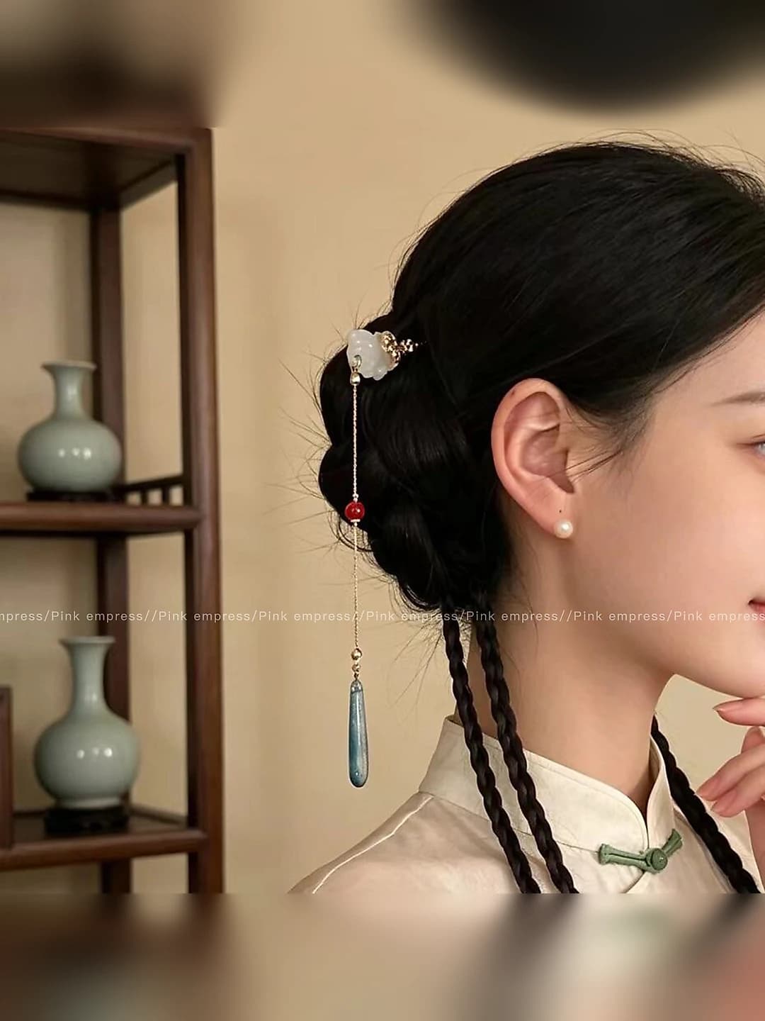 Flower cloud hairpin 17 cm tassel 9.5 cm