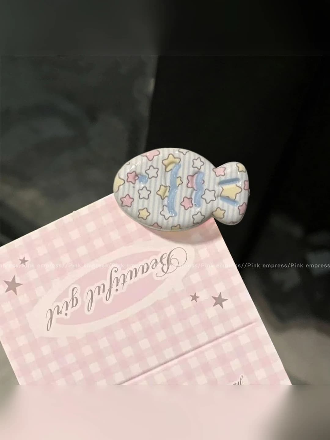 Print star striped fairy tale fish clip, 3.2 cm