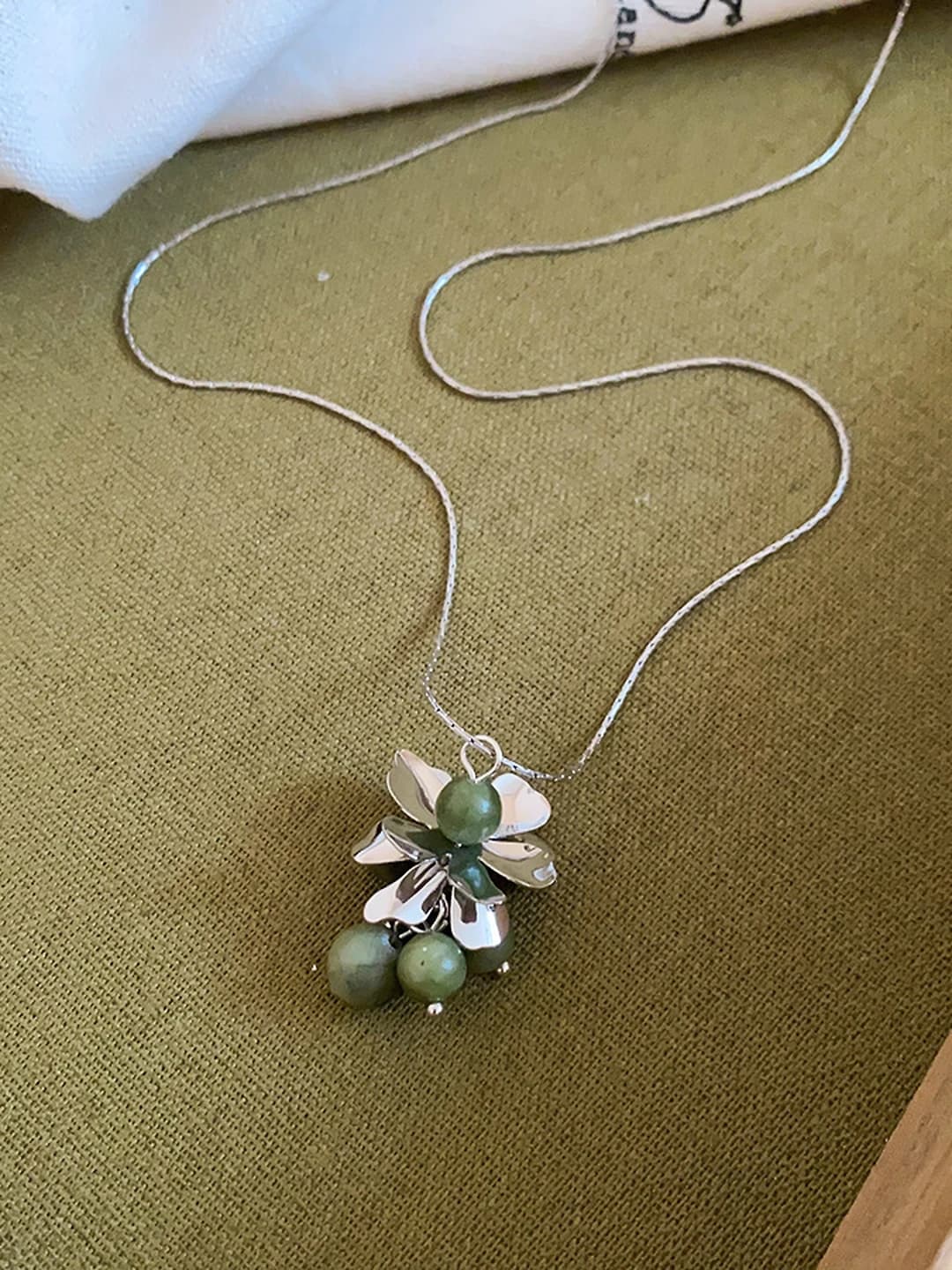 Necklace - Silver - Green